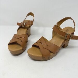 Korks‎ Leather Strappy Sandal Brown Size 8